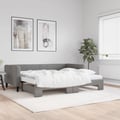 Miniatyrbillede 2 af 11: vidaXL daybed med udtræk og madras 90x200 cm stof mørkegrå