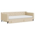 Miniatyrbillede 4 af 11: vidaXL daybed med udtræk og skuffer 90x200 cm stof cremefarvet
