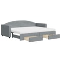 Miniatyrbillede 3 af 11: vidaXL daybed med udtræk og skuffer 80x200 cm stof lysegrå