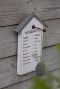Miniatyrbillede 2 af 2: Træplade \"Vejrstation\" med sten hvid 15x25 cm