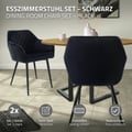 Miniatyrbild 2 av 10: Matstol uppsättning av 2 svart sammet klädsel med metallben inkl. montering material ML-Design