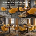 Miniatyrbillede 6 af 10: ML-Design sæt med 4 spisestuestole med armlæn og ryglæn, sennepsgul, køkkenstol med fløjlsbetræk, polstret stol med metalben, ergonomisk stol til