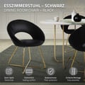 Miniatyrbillede 3 af 10: Spisebordsstol med rundt ryglæn i sort fløjl med gyldne metalben ML-design