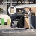 Miniatyrbild 5 av 9: Papperskorgsbox med planteringstak för 3 kärl upp till 240 liter 200x80x124 cm lärkutseende stål ML-design