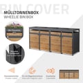 Miniatyrbild 2 av 10: Papperskorgsbox med planteringstak för 4 papperskorgar upp till 240L 264x80x124 cm stål i eklook ML-design