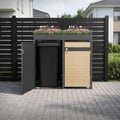 Miniatyrbillede 9 af 10: Affaldsspand med plantetag til 4 spande op til 240L 264x80x124 cm lærkelook stål ML-design