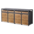 Miniatyrbild 1 av 10: Papperskorgsbox för 4 fack upp till 240L 264x80x116,3 cm antracit/ek-look stål ML-design