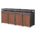 Miniatyrbild 1 av 10: Papperskorgsbox med planteringstak för 4 papperskorgar upp till 240L 264x80x124 cm stål i rostfri look ML-design