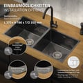 Miniatyrbild 4 av 8: Inbyggd diskbänk med dubbla skålar Antracit Diskbänk med avlopp och bräddavlopp i rostfritt stål ML design