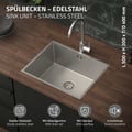 Miniatyrbillede 2 af 8: Indbygningsvask 50x40 cm sølv med afløb og overløb i rustfrit stål ML-design