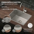 Miniatyrbillede 4 af 8: Indbygningsvask 50x40 cm sølv med afløb og overløb i rustfrit stål ML-design