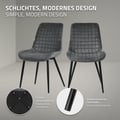 Miniatyrbild 4 av 10: Matstol set om 2 antracit med sammetsöverdrag och stålben Köksstol med ryggstöd ML-design