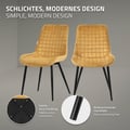 Miniatyrbild 4 av 10: Matstol set om 2 senapsgula med sammetsöverdrag och stålben Köksstol med ryggstöd ML design