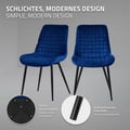 Miniatyrbild 4 av 10: Matstol set om 4 mörkblå med sammetsöverdrag och stålben Köksstol med ryggstöd ML-design