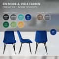 Miniatyrbild 8 av 10: Matstol set om 4 mörkblå med sammetsöverdrag och stålben Köksstol med ryggstöd ML-design
