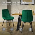 Miniatyrbild 3 av 10: Matstol set om 6 mörkgröna med sammetsöverdrag och stålben Köksstol med ryggstöd ML design
