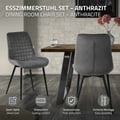 Miniatyrbild 3 av 10: ML-Design matsalsstolar set om 6, antracit, sammetssits med svarta metallben, köksstolar med ryggstöd, vardagsrumsstolar, stoppade stolar för matsal