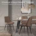 Miniatyrbild 6 av 10: Matstol set om 2 brun med konstläderklädsel och stålben Köksstol med ryggstöd ML-design