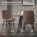 Miniatyrbild 3 av 10: Matstol set om 6 brun med konstläderklädsel och stålben Köksstol med ryggstöd ML-design