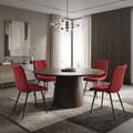 Miniatyrbild 9 av 10: ML-Design matsalsstolar set om 4 röda, vardagsrumsstolar med tygklädsel och svarta metallben, köksstolar med ryggstöd, stoppade stolar för matsal