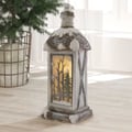 Miniatyrbild 7 av 7: ECD Germany LED Jullantern med varm vit LED Ljus, upplyst LED-lykta för jul, 60cm, vit, beige, grön gran, snöig, batteridriven,juldekoration för inuti