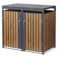 Miniatyrbild 1 av 10: ML-Design Avfallskärlsbox 2 kärl 240L 132x80x116;3cm Antracit-Ekoptik; Stål; väderbeständig; Låsbar avfallskärlsförklädnad; Fällbart lock/2 dörrar;