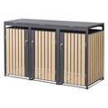 Miniatyrbillede 1 af 9: ML-Design Affaldsbeholderboks til 3 affaldsbeholdere 240L 200x80x116;3cm Antracit-Lærketræslook; Stål; vejrbestandig; Låsbar
