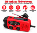Miniatyrbild 2 av 8: Nödradio FM/AM med inbyggda solceller, ficklampa, powerbank och handvev