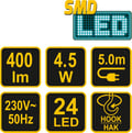 Pikkukuva 4 / 5: Työvalaisin langallinen SMD LED 4,5W / 82706 / VOREL