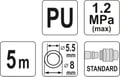 Miniatyrbillede 3 af 3: Yato spiralslange 5,5 mm x 8 mm x 5 m PU med hurtigkoblinger YT-24201
