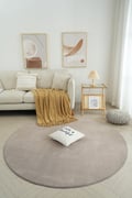 Miniatyrbild 2 av 5: Comfy Greige Rund 200 cm Tvättbar Ryamatta