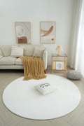 Miniatyrbild 2 av 5: Comfy Offwhite Rund 240 cm Tvättbar Ryamatta