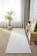 Miniatyrbillede 2 af 6: Fluffy Offwhite 80x150 cm Vaskbar Blød Ryemåtte