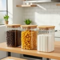 Miniatyrbillede 2 af 6: Glasbeholdere til løse produkter med låg og forsegling 1,1 l 3 stk.