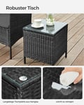 Miniatyrbilde 6 av 6: Utemøbelsett, loungesett med bord og 2 stoler, 56,5x54,5x81,5 cm, svart