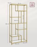 Miniatyrbillede 5 af 6: Bogreol, 30x80x180 cm, Guld