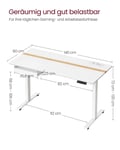 Miniatyrbillede 6 af 6: Elektrisk Højdejusterbart Skrivebord, 60x140x72-120 cm, Hvid