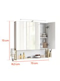 Miniatyrbilde 3 av 6: Speilskap, 14,6x70,1x70,1 cm, Hvit, Baderomsoppbevaring