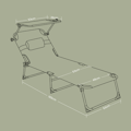 Miniatyrbilde 3 av 5: Solstol, 53x193x29 cm, Svart