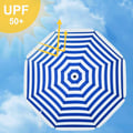 Miniatyrbillede 4 af 6: Strandparasol, 160 cm diameter, blå-hvidstribet