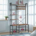Miniatyrbilde 3 av 6: Klesstativ med skobenk, 40x120x190 cm, Brun