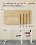 Miniatyrbilde 3 av 6: Justerbart elektrisk skrivebordsstativ, 59,6x90-140x72-120 cm, Hvit