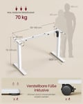 Miniatyrbilde 6 av 6: Justerbart elektrisk skrivebordsstativ, 59,6x90-140x72-120 cm, Hvit