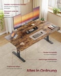 Miniatyrbilde 4 av 6: Justerbart skrivebord, 140x70x72-120 cm, Brun