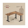 Miniatyrbillede 2 af 6: Elektrisk Højdejusterbart Skrivebord, L-Formet Hjørneskrivebord, 140x160x72-120 cm, Brun