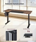 Miniatyrbilde 3 av 6: Elektrisk hev- og senkbart skrivebord, 70x160x72-120 cm, brunsvart
