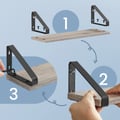 Miniatyrbilde 5 av 6: Vegghyllesett, 3 deler, 12x30x11 cm, 12x35x11 cm, 12x40x11 cm, Greige