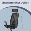 Miniatyrbillede 6 af 6: Kontorstol, 68.5x70x116-133 cm, Sort, Justerbar