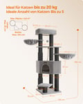 Miniatyrbilde 6 av 6: Klatrestativ for katt, 50x50x160 cm, Grå