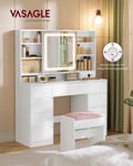 Miniatyrbild 2 av 6: Sminkbord med spegel och LED-lampor, 40x110x141,5 cm, vit
